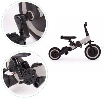 Детский беговел-велосипед 6в1 с родительской ручкой, серый - TR008-GREY
