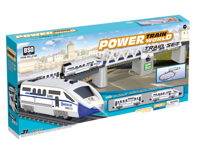 Железная дорога с раздвижным мостом, скоростной поезд, длина полотна 366 см - BSQ-2184