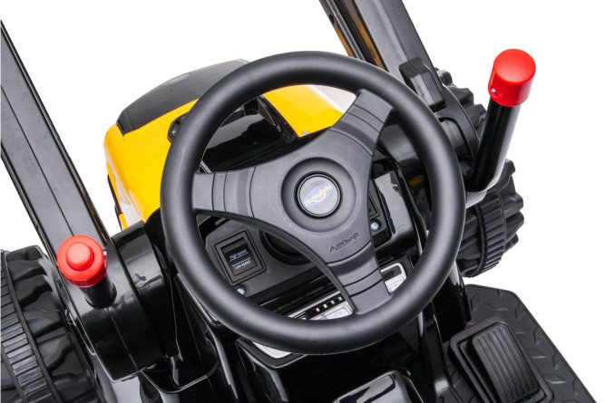 Детский электромобиль трактор с ковшом и пультом управления (желтый, 2WD, EVA) - HL389-LUX-YELLOW