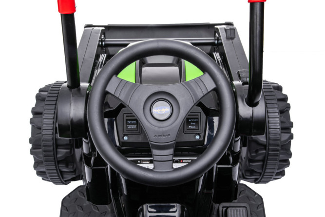 Детский электромобиль трактор с ковшом и пультом управления (зеленый, 2WD, EVA) - HL389-LUX-GREEN