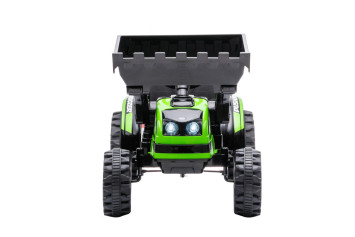 Детский электромобиль трактор с ковшом и пультом управления (зеленый, 2WD, EVA) - HL389-LUX-GREEN