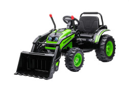 Детский электромобиль трактор с ковшом и пультом управления (зеленый, 2WD, EVA) - HL389-LUX-GREEN