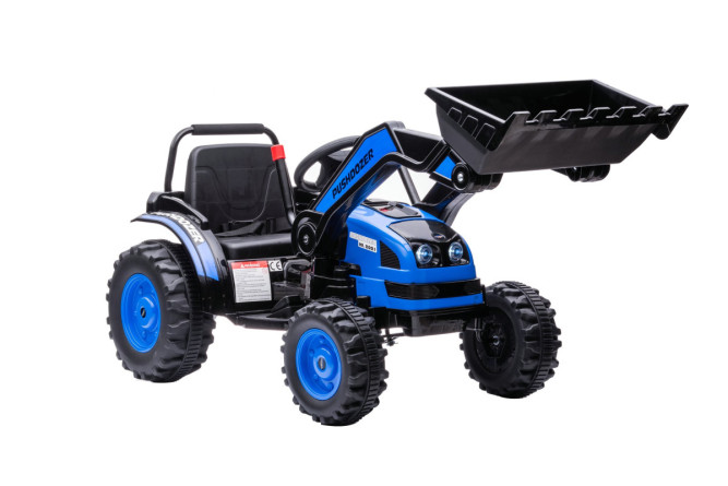 Детский электромобиль трактор с ковшом и пультом управления (синий, 2WD, EVA) - HL389-LUX-BLUE