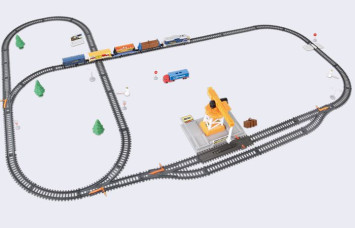 Железная дорога с подъемным краном, длина полотна 670 см - BSQ-2082