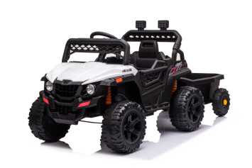 Детский электромобиль багги с прицепом (белый, 12В, 2WD, EVA, пульт) - BDM0929-WHITE-TRAILER