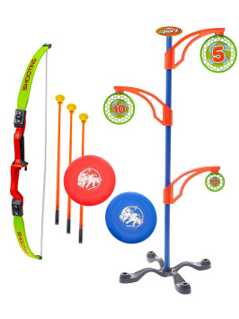 Набор для стрельбы 2в1 (лук со стрелами и стойкой с мишенями + фрисби) - 29881G-1