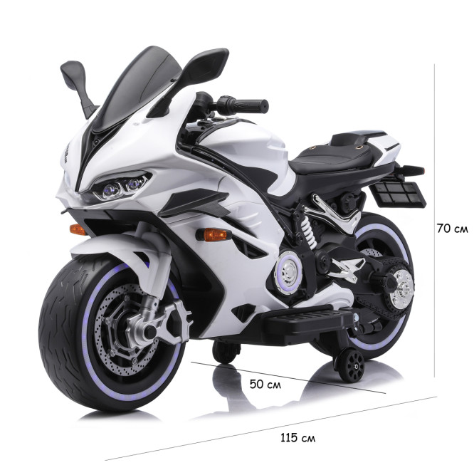 Детский электромотоцикл Ducati (12V, EVA, ручка газа, спидометр) - FT-821-WHITE