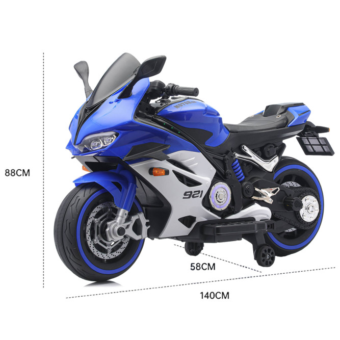 Детский электромотоцикл Ducati (12V, EVA, ручка газа, спидометр) - FT-921-BLUE-WHITE