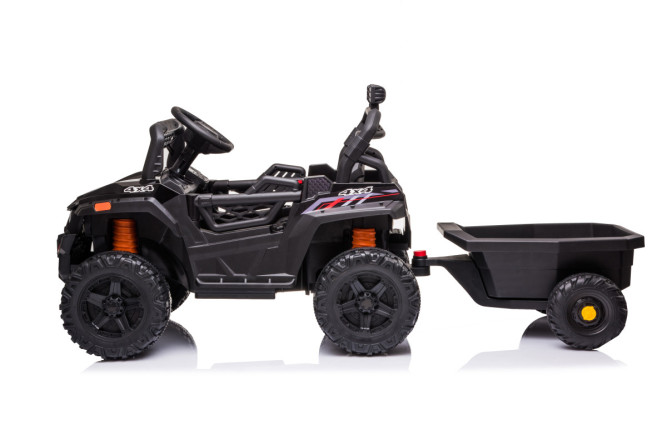 Детский электромобиль багги с прицепом (черный, 12В, 2WD, EVA, пульт) - BDM0929-BLACK-TRAILER