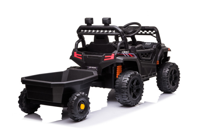 Детский электромобиль багги с прицепом (черный, 12В, 2WD, EVA, пульт) - BDM0929-BLACK-TRAILER