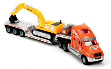 Радиоуправляемый грузовик тягач с экскаватором (2WD, акб, 1:14) - GM1938-RED