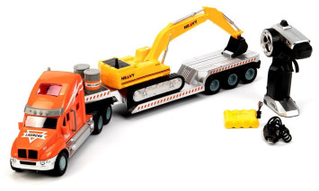 Радиоуправляемый грузовик тягач с экскаватором (2WD, акб, 1:14) - GM1938-RED