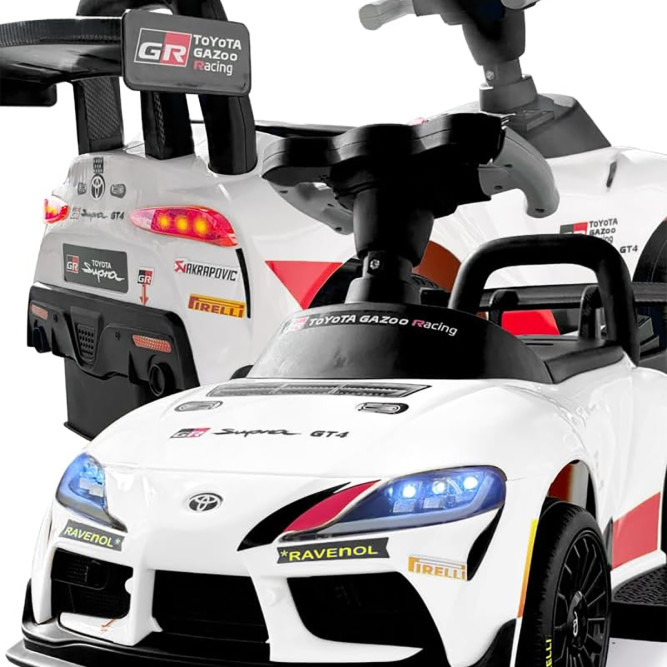 Электромобиль каталка 3in1 Toyota GR SUPRA GT4 (6V, EVA, ручка, пульт) - SMT-519B-WHITE