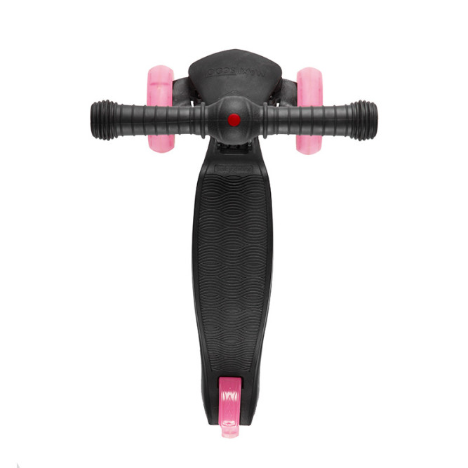 Самокат Трехколесный Складной, со Светящимися Колесами, Черный с Розовым - MSC-B072001D