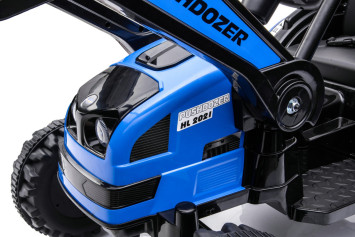 Детский электромобиль трактор с ковшом и прицепом (синий, 2WD, EVA) - HL389-LUX-BLUE-TRAILER