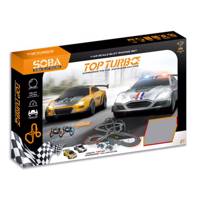 Гоночный автотрек Soba (790 см, 2 машинки на пульте, работает от сети и батареек) - SOBA-A49-10A