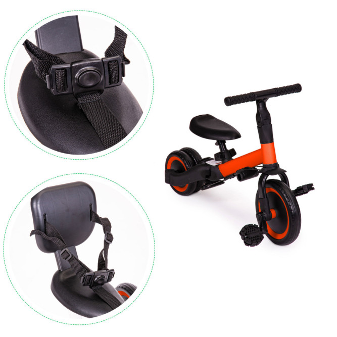 Детский беговел-велосипед 4в1 с родительской ручкой, красный - TR007-RED