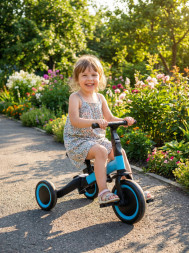 Детский беговел-велосипед 4в1 с родительской ручкой, синий - TR007-BLUE