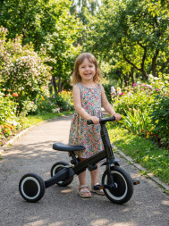 Детский беговел-велосипед 4в1 с родительской ручкой, черный - TR007-BLACK