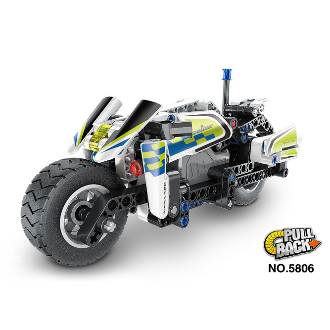 Конструктор QiHui Technics &amp;quot;Полицейский мотоцикл&amp;quot; (инерционная модель), 193 детали - QH5806