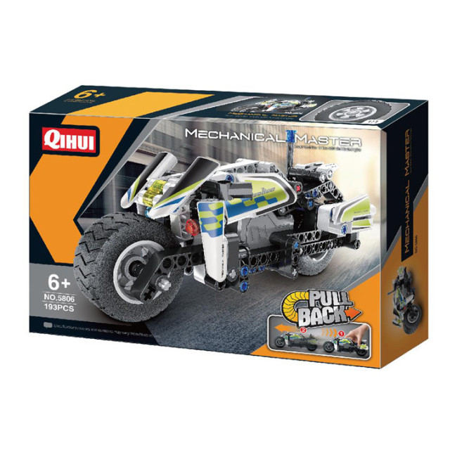 Конструктор QiHui Technics &amp;quot;Полицейский мотоцикл&amp;quot; (инерционная модель), 193 детали - QH5806