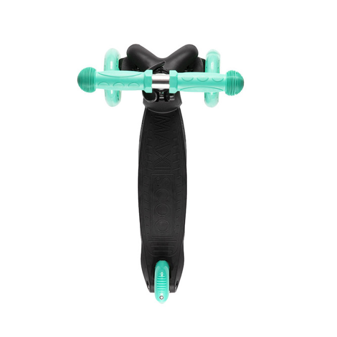 Самокат Трехколесный, со Светящимися Колесами, Черный с Бирюзой - MSC-B082005