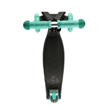 Самокат Трехколесный, со Светящимися Колесами, Черный с Бирюзой - MSC-J082005