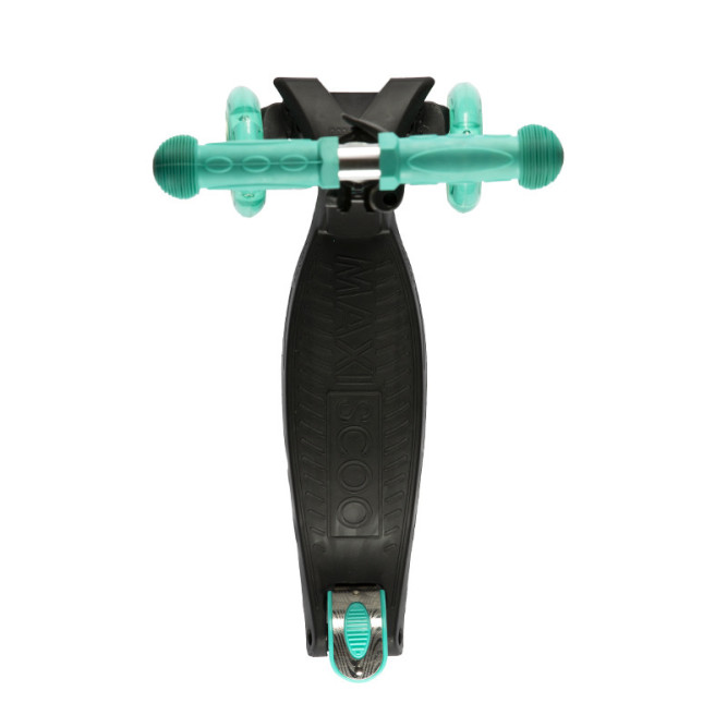 Самокат Трехколесный, со Светящимися Колесами, Черный с Бирюзой - MSC-J082005
