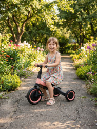 Детский беговел-велосипед 4в1 с родительской ручкой, розовый - TR007-PINK