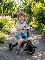 Детский беговел-велосипед 4в1 с родительской ручкой, серый - TR007-GREY
