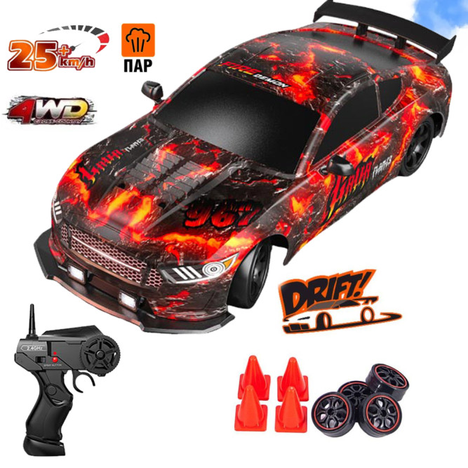 Радиоуправляемая машина для дрифта HB Ford Mustang 1:16, 4WD, свет, пар, аккумулятор, SC16A11