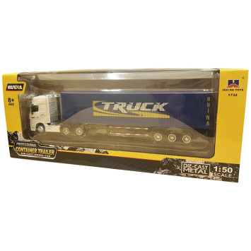 Металлический грузовик контейнеровоз HUI NA TOYS масштаб 1:50 - HN1732-BLUE