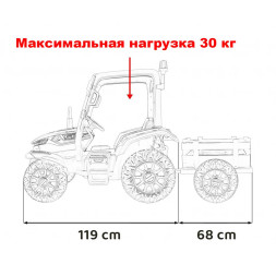 Детский электромобиль трактор с прицепом (синий, EVA, 4WD, пульт, 24V) - BLT-206C-4WD-24V-BLUE