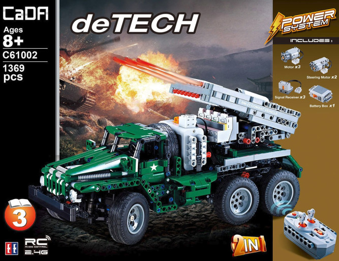 Конструктор Double E Cada Technics, боевая машина &amp;quot;Катюша&amp;quot;, 1369 деталей, пульт управления - C61002W