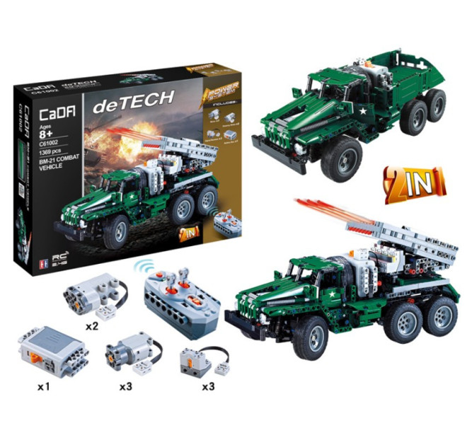 Конструктор Double E Cada Technics, боевая машина &amp;quot;Катюша&amp;quot;, 1369 деталей, пульт управления - C61002W