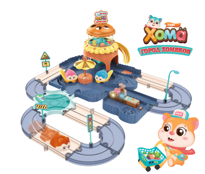 Игровой набор Fenfa &amp;quot;Город хомяков&amp;quot; Синее Кафе в гостях у Хомы (2 хомяка, свет, звук) - 1619C