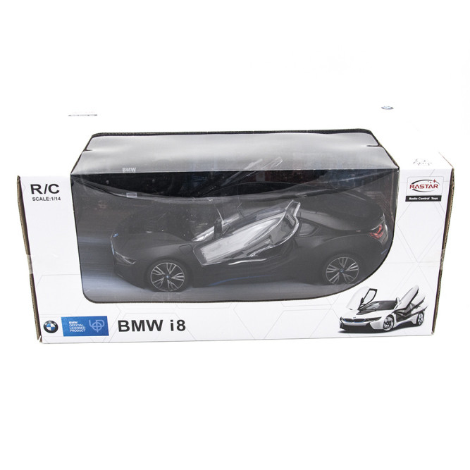 Радиоуправляемая машина Rastar BMW i8 Black 1:14 (двери открываеются с пульта) - RAS-71000