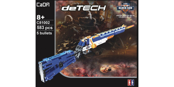 Конструктор Double E Cada Technics, винтовка М1, 583 детали, стреляет пульками - C81002W