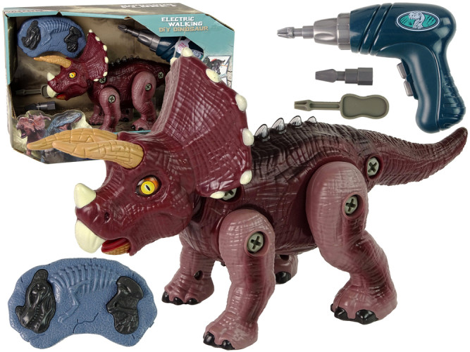 Конструктор-динозавр Стиракозавр на радиоуправлении (25 см, шуруповерт, звук, свет) - RS036-2