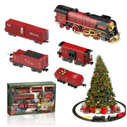 Железная дорога Новогодний поезд (свет, пульт, пар) - F-9067B-1
