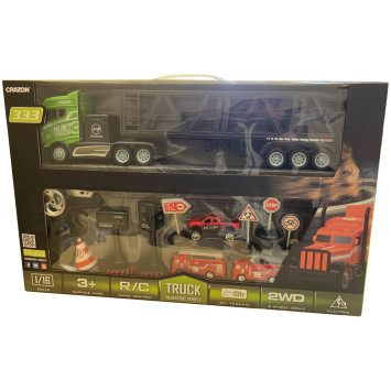 Радиоуправляемый автовоз с машинками и набор дорожных знаков (2WD, акб, 1:16) - GM1918C