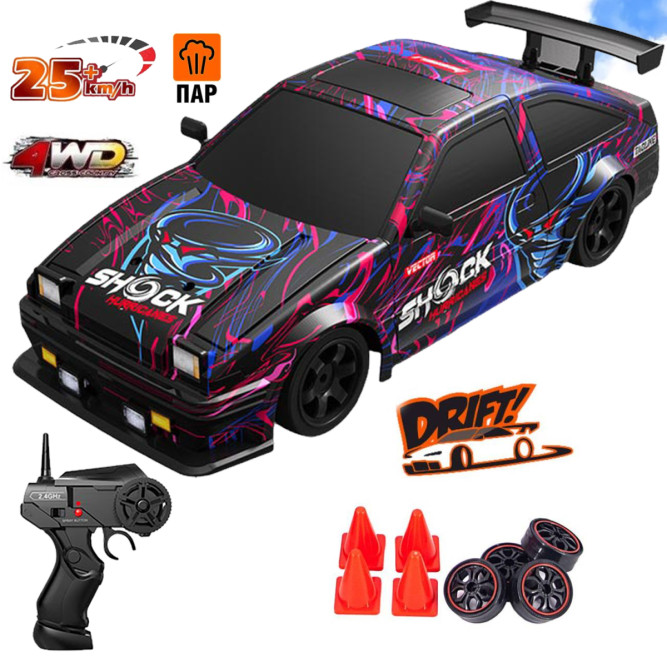 Радиоуправляемая машина для дрифта HB Toyota AE86 1:16, 4WD, свет, пар, аккумулятор, SC16A15