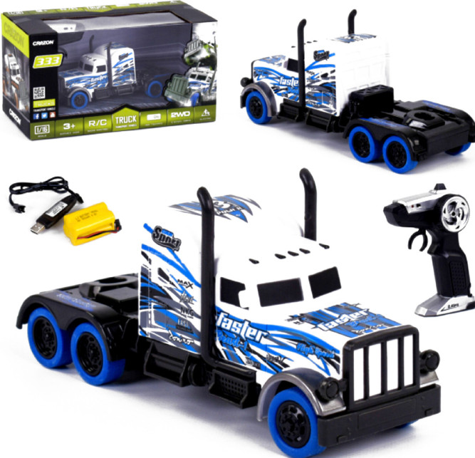 Радиоуправляемый грузовик - тягач FASTER BEAST (2WD, акб, 1:16) - GM1929-BLUE