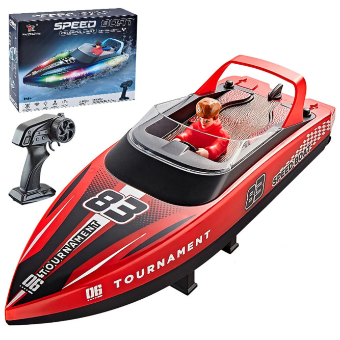 Радиоуправляемый катер яхта (15 км/ч, 25 см, 2 часа игры) - HJ821-RED