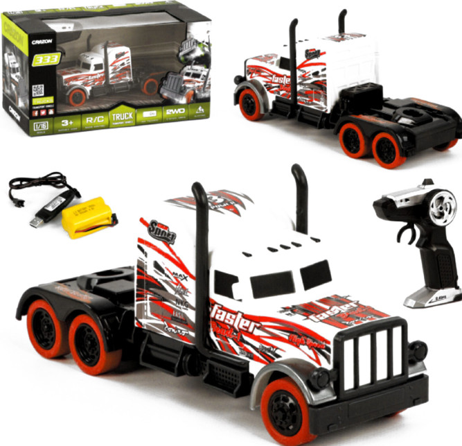 Радиоуправляемый грузовик - тягач FASTER BEAST (2WD, акб, 1:16) - GM1929-RED