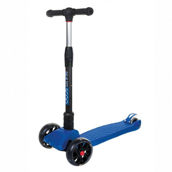 Самокат Maxiscoo Junior Delux Трехколесный Складной, светящиеся колеса, темно-синий - MSC-J091803D