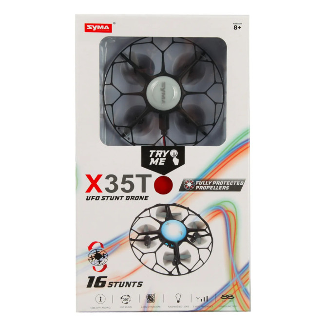 Радиоуправляемая летающая тарелка для детей и начинающих, 2 скорости, 10 трюков, подсветка, защита пропеллеров, аккумулятор