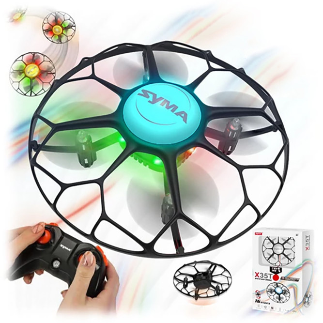 Радиоуправляемая летающая тарелка для детей и начинающих, 2 скорости, 10 трюков, подсветка, защита пропеллеров, аккумулятор