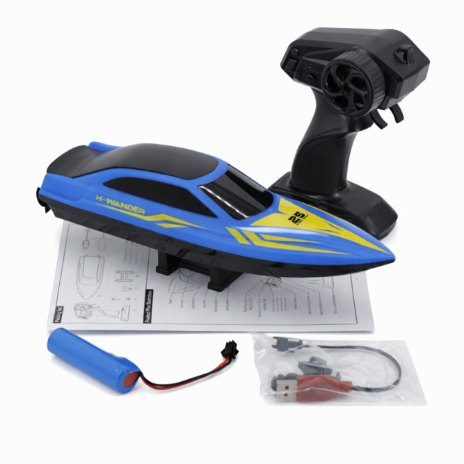 Радиоуправляемый катер (15 км/ч, 25 см, 30 мин, 7 видов подсветки) - HJ825-BLUE