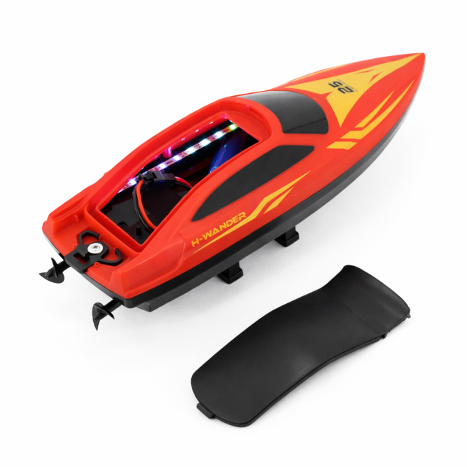 Радиоуправляемый катер (15 км/ч, 25 см, 30 мин, 7 видов подсветки) - HJ825B-RED